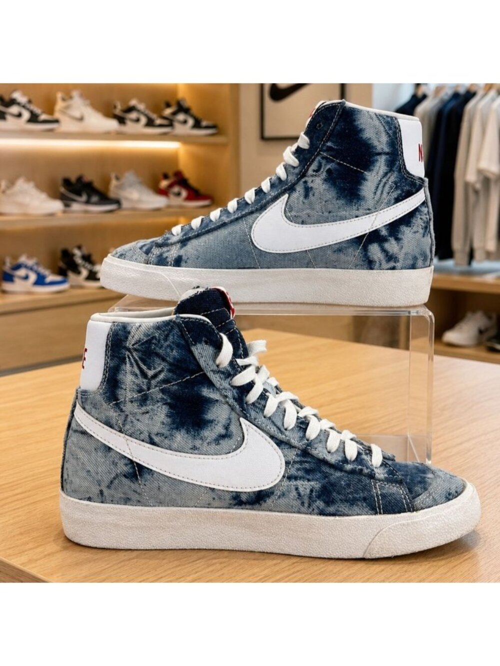 Nike W Blazer Mid '77 Washed Denim Blue White Sneakers DV2182-900 Women's 9.5
